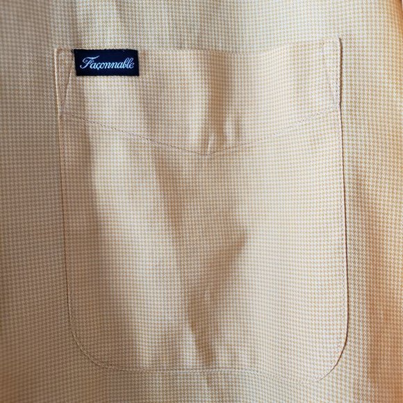 Faconnable Men's Shirt, Long Sleeve, Tiny Check, Light Orange/Tangerine, Sz L - Picture 6 of 9